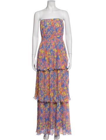 Pre-owned Amur Floral Print Long Dress In Multicolor
