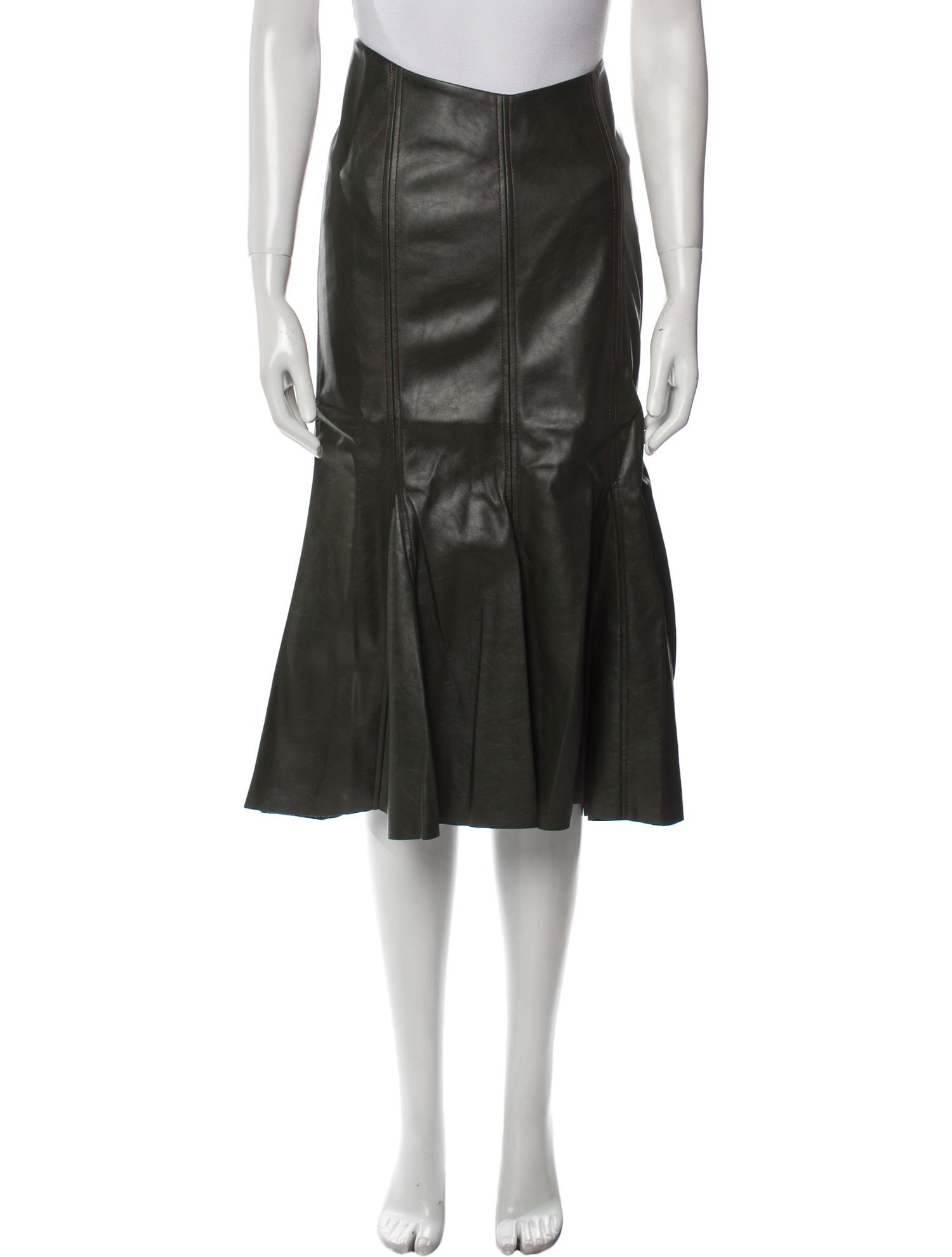 Aya Muse Pleated Accents Midi Length Skirt w/ Tags