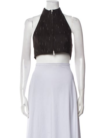 Aya Muse Tops Striped Halterneck Crop Top L