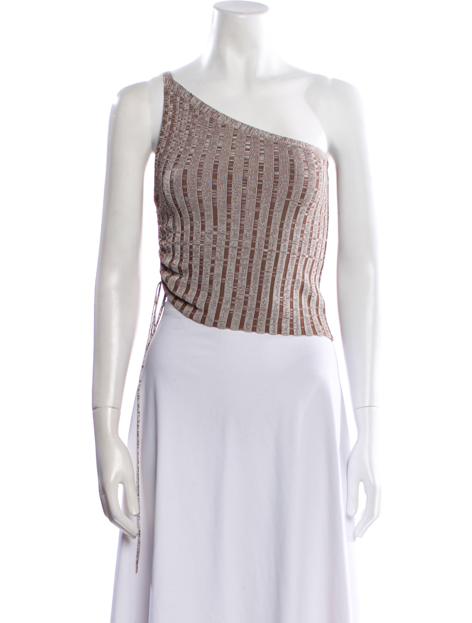 Aya Muse Striped One-Shoulder Crop Top