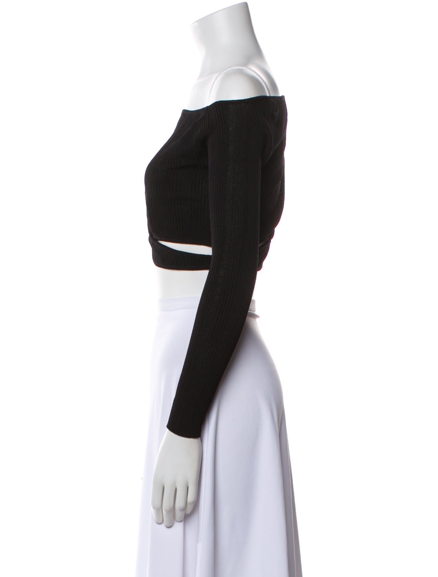 Aya Muse Off-The-Shoulder Long Sleeve Crop Top