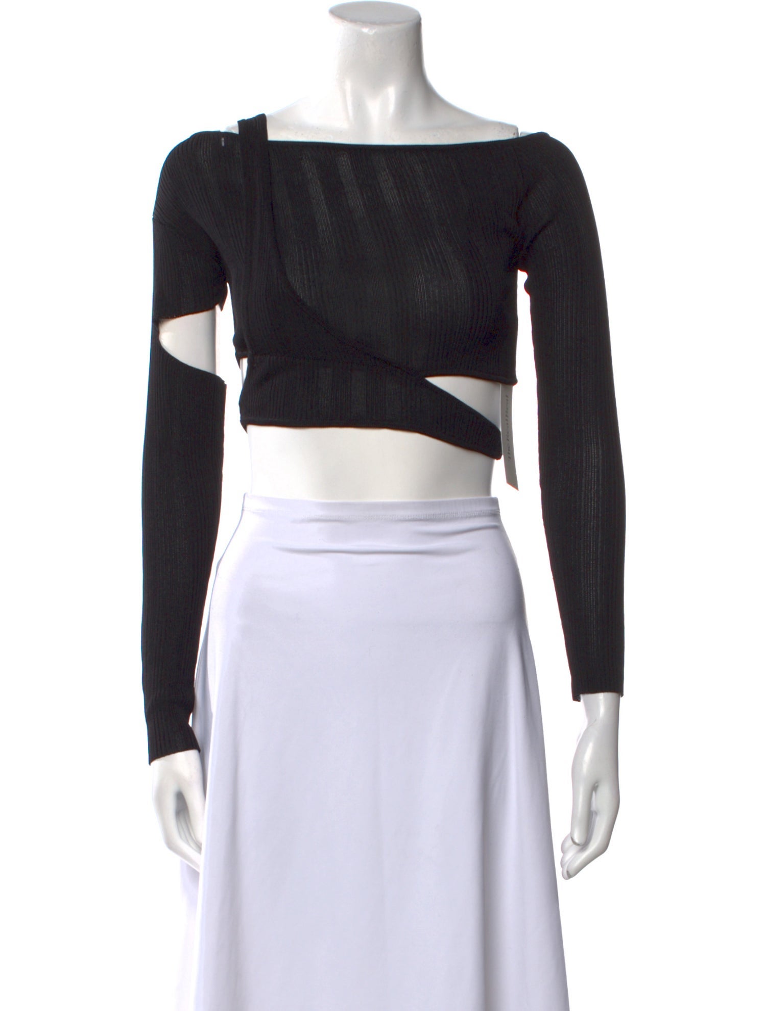 Aya Muse Bateau Neckline Long Sleeve Crop Top