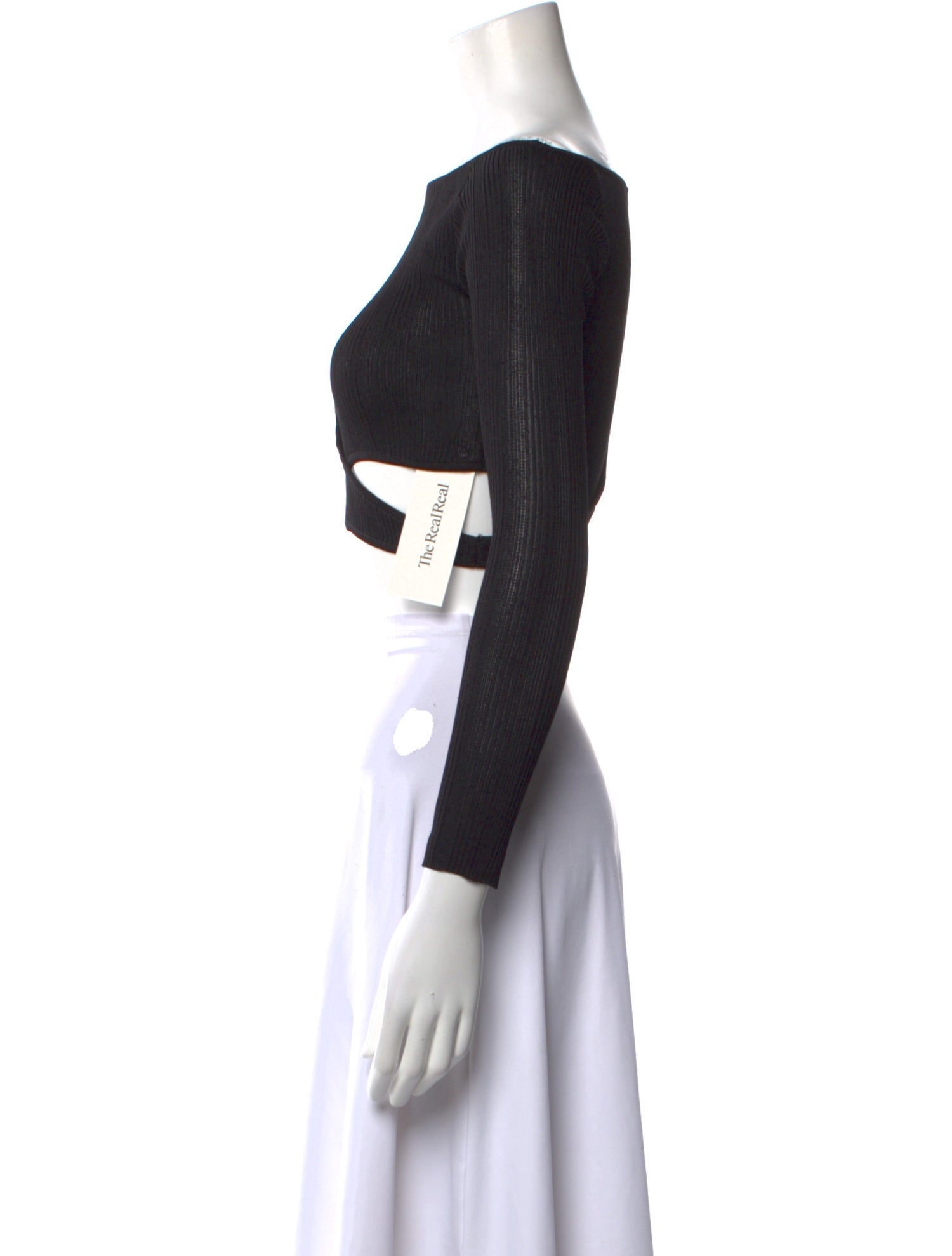 Aya Muse Bateau Neckline Long Sleeve Crop Top