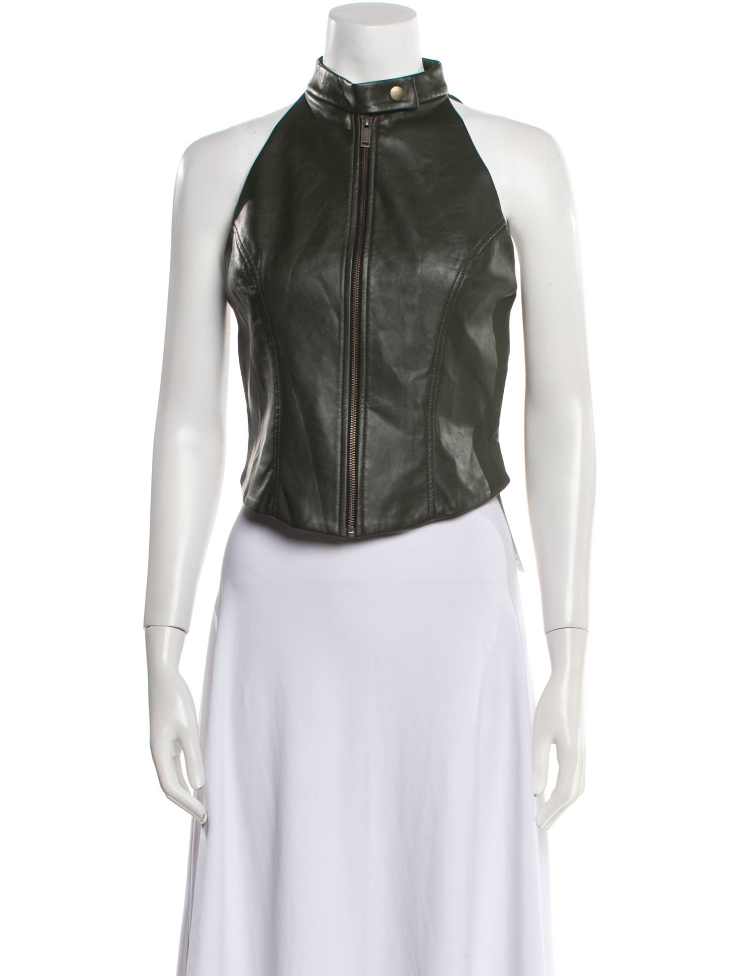 Aya Muse Faux Leather Halterneck Crop Top
