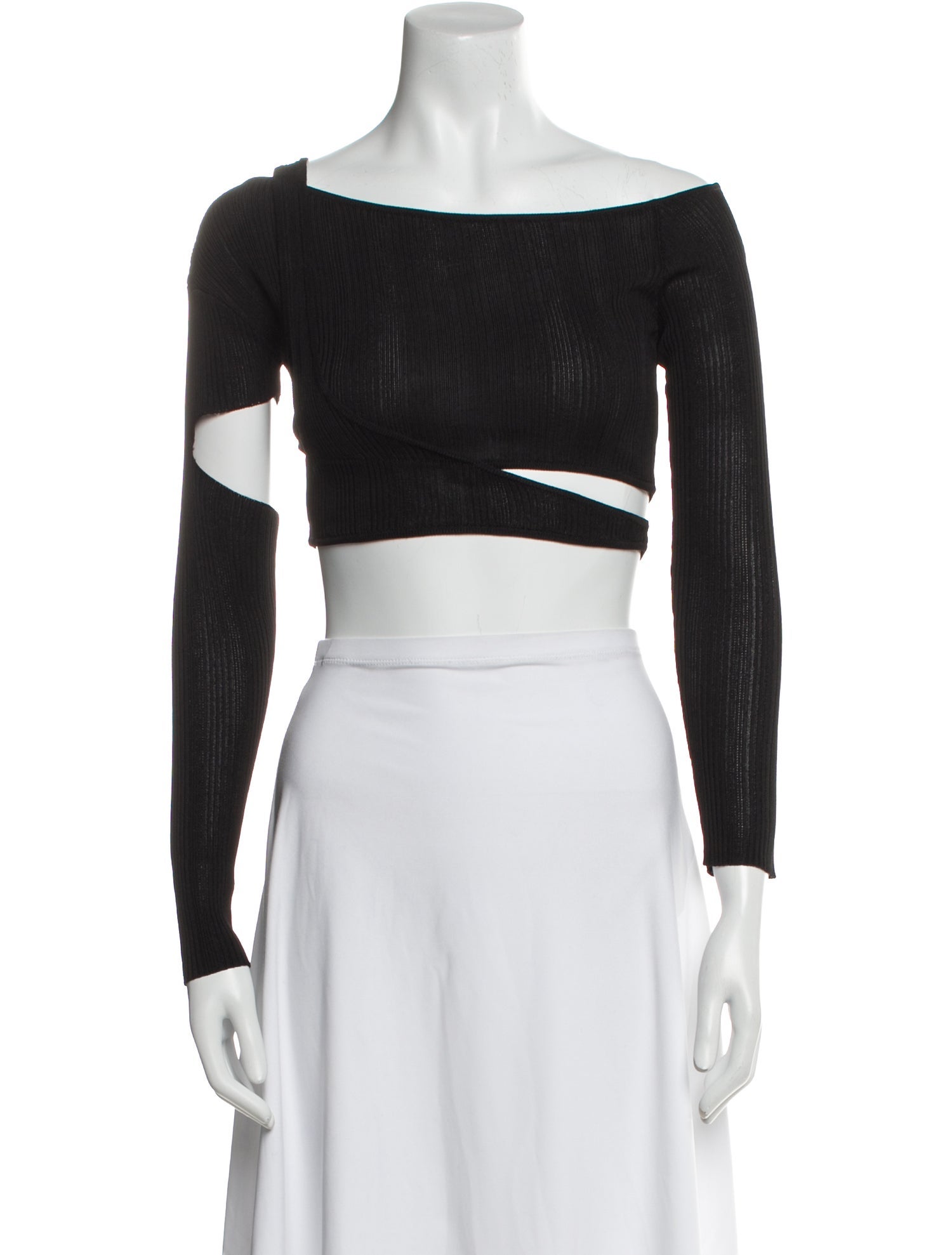 Aya Muse Off-The-Shoulder Long Sleeve Crop Top