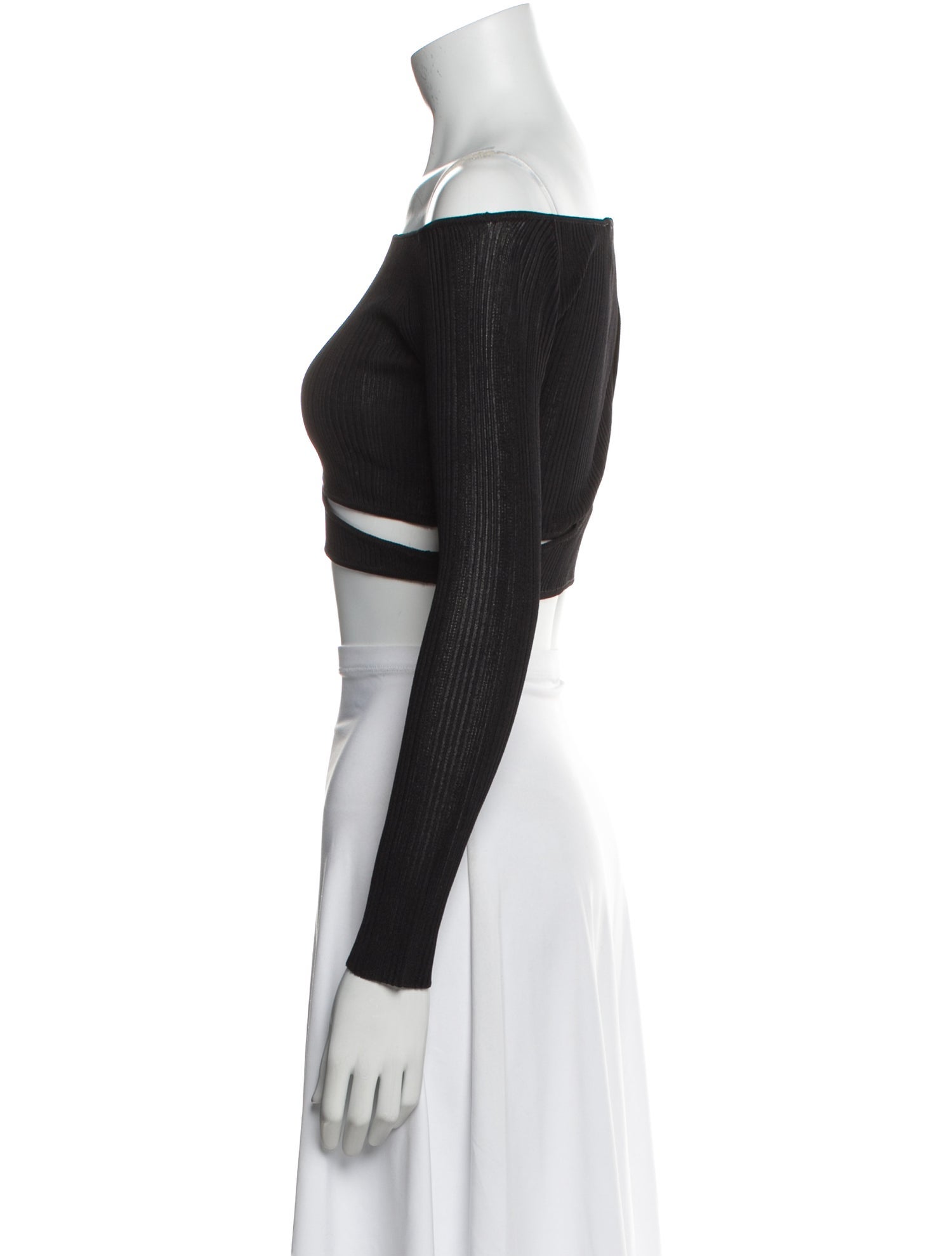 Aya Muse Off-The-Shoulder Long Sleeve Crop Top