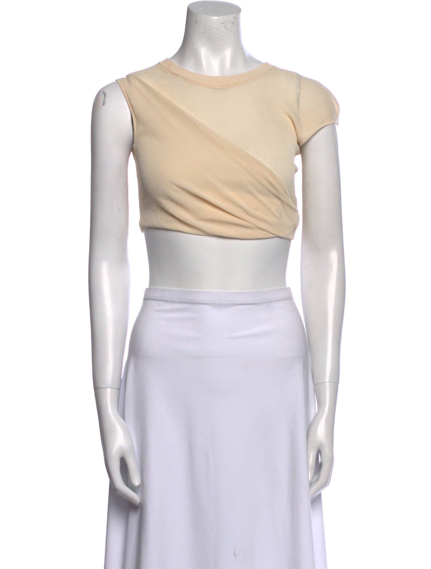 Aya Muse Bateau Neckline Short Sleeve Crop Top