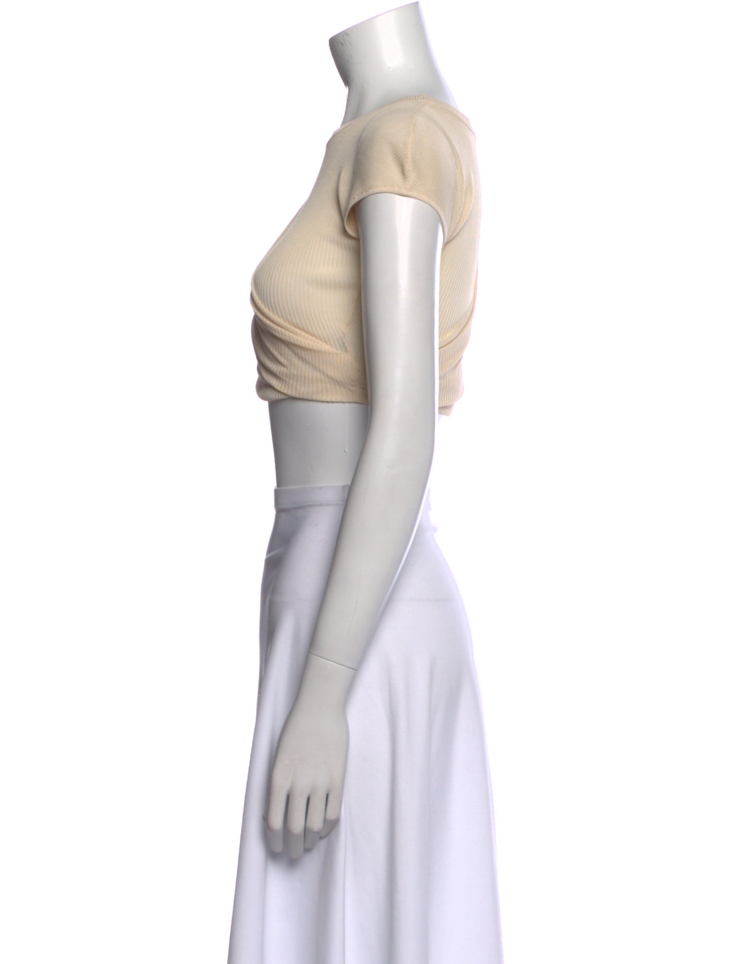 Aya Muse Bateau Neckline Short Sleeve Crop Top