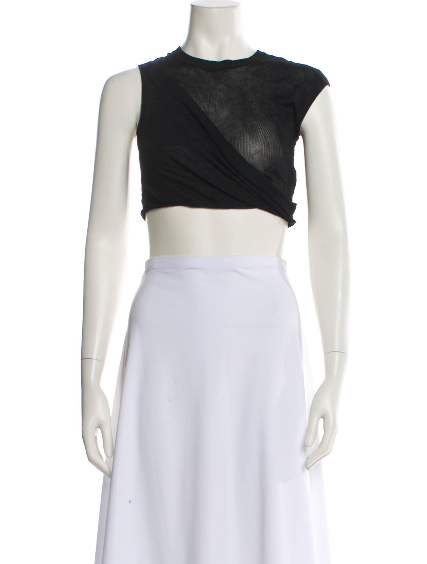 Aya Muse Bateau Neckline Sleeveless Crop Top