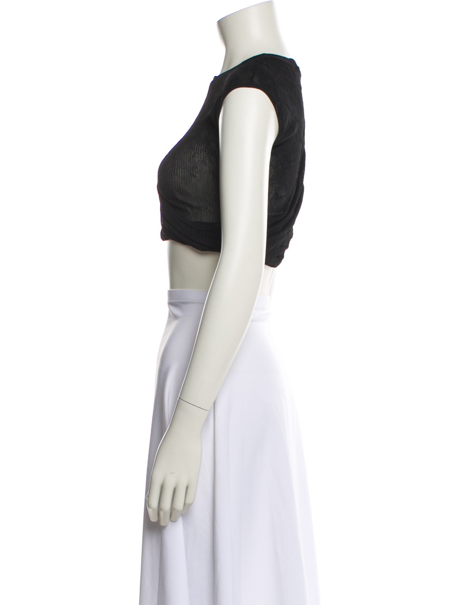 Aya Muse Bateau Neckline Sleeveless Crop Top