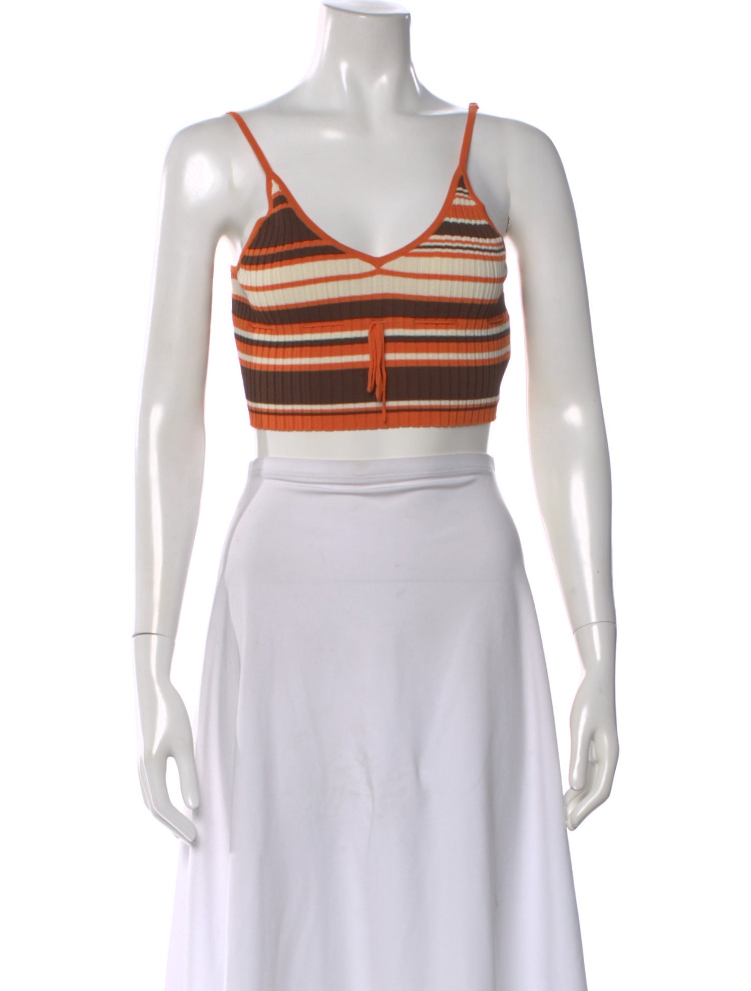 Aya Muse Striped V-Neck Crop Top