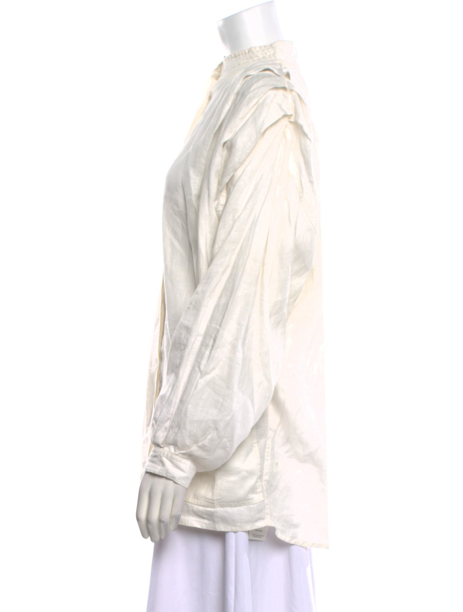 Anaak Linen Mock Neck Button-Up Top