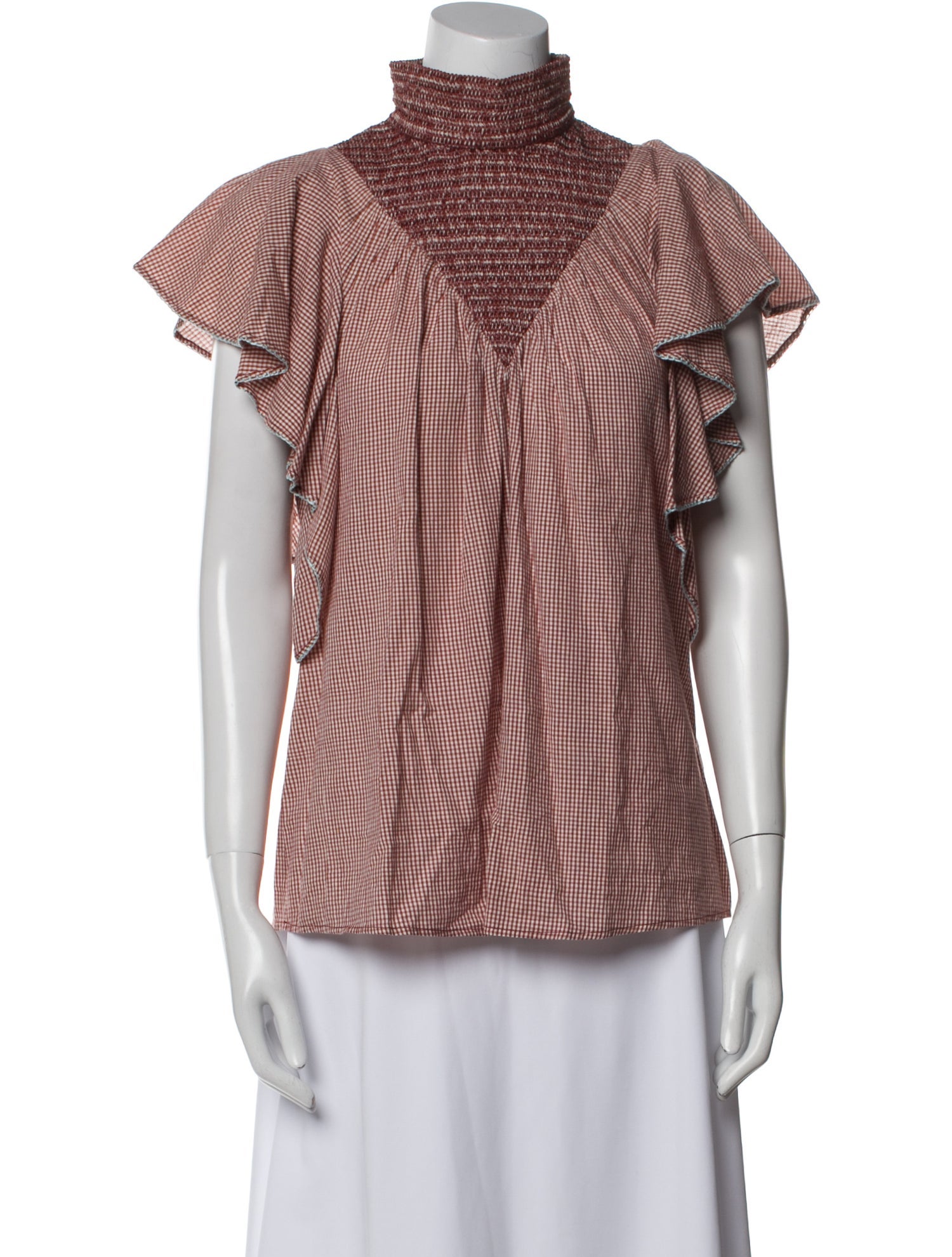 Anaak Plaid Print Mock Neck Top