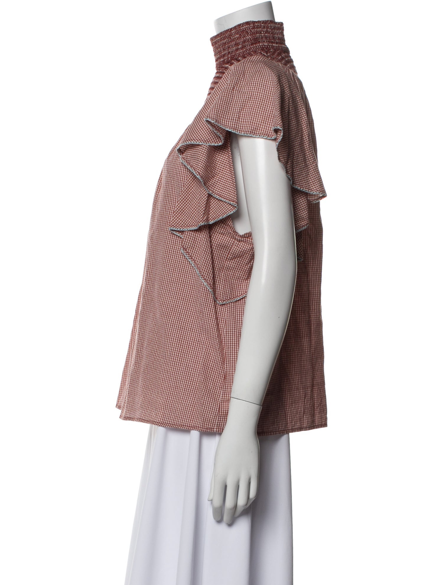 Anaak Plaid Print Mock Neck Top