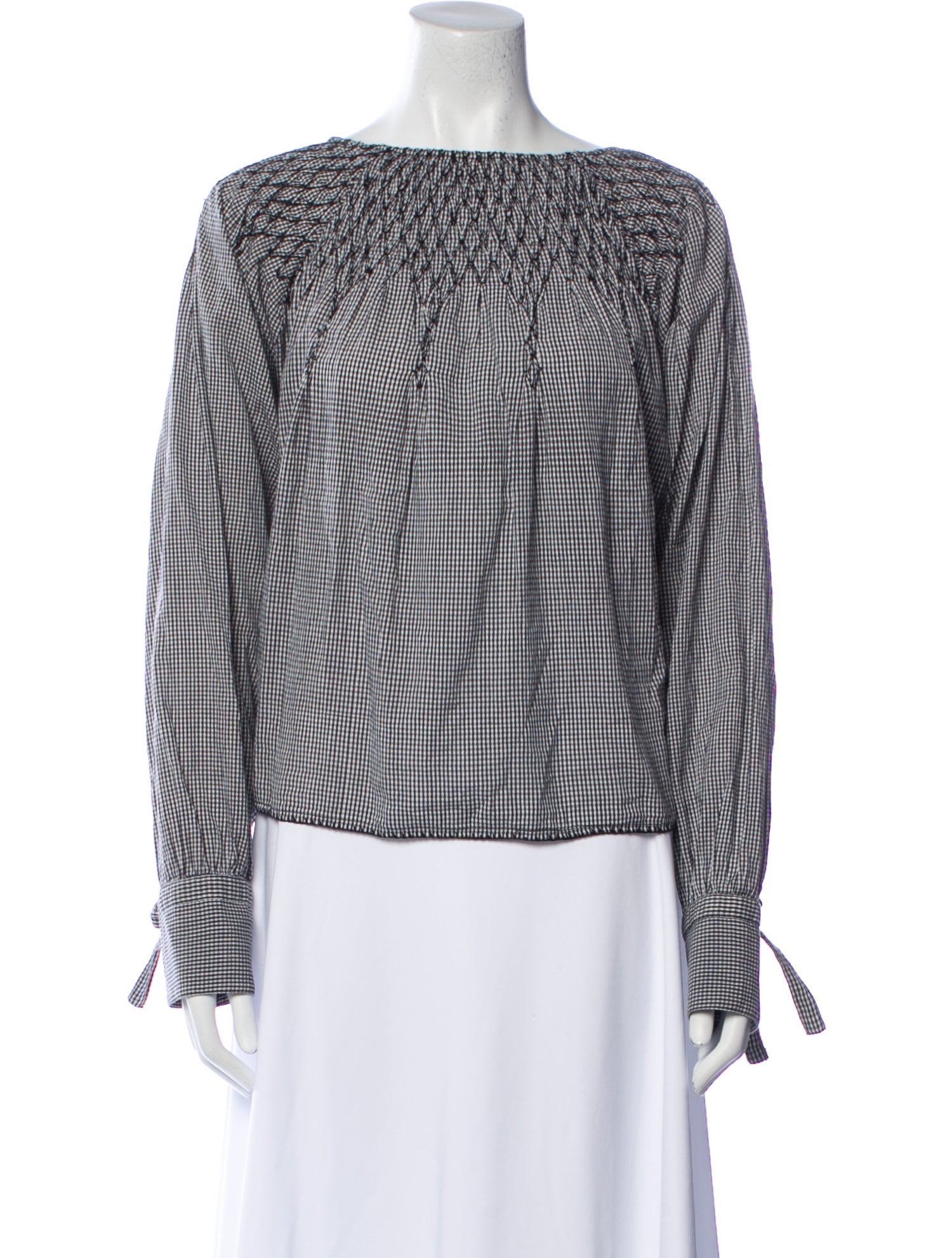 Anaak Plaid Print Bateau Neckline Blouse