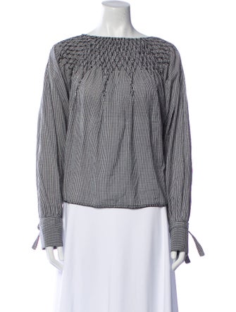 Anaak Plaid Print Bateau Neckline Blouse