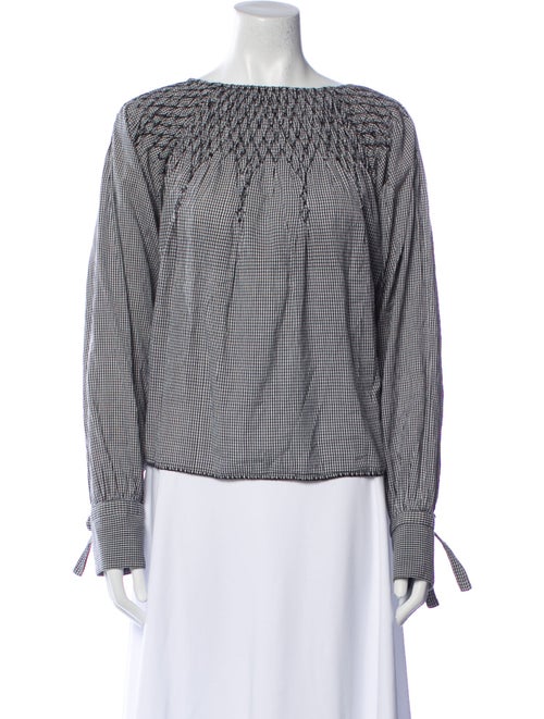 Anaak Plaid Print Bateau Neckline Blouse