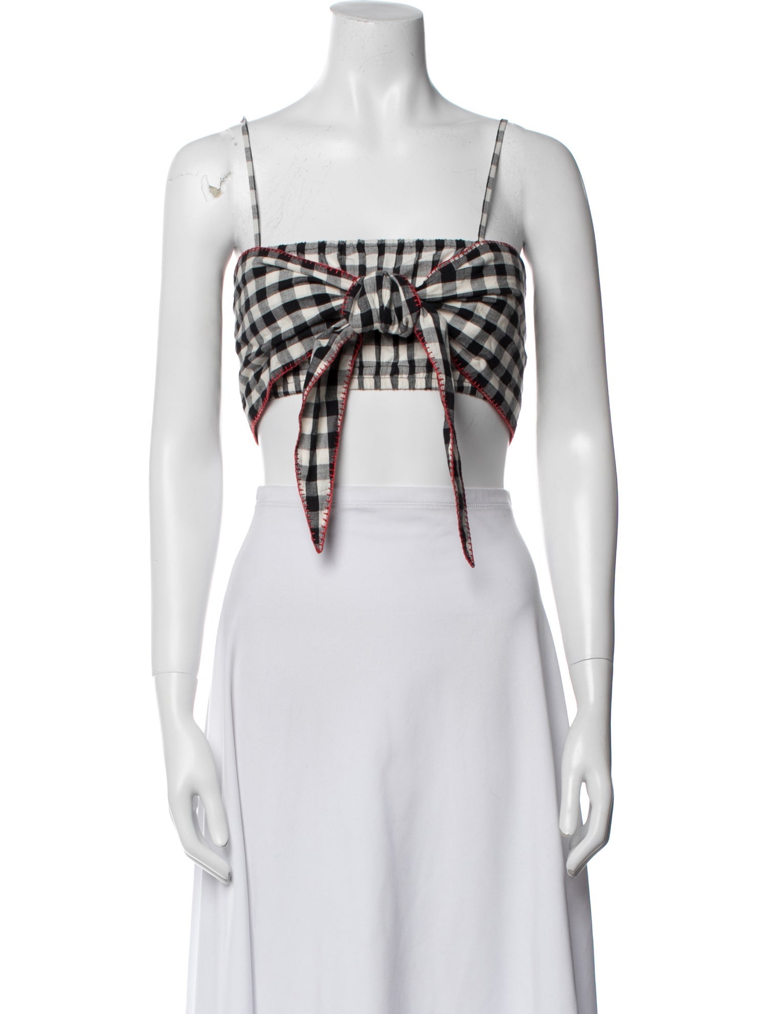 Anaak Plaid Print Square Neckline Crop Top