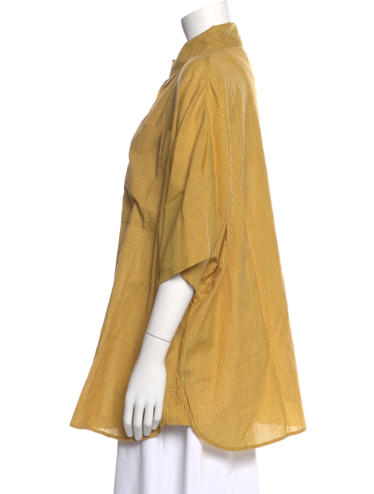 Anaak Striped Short Sleeve Button-Up Top