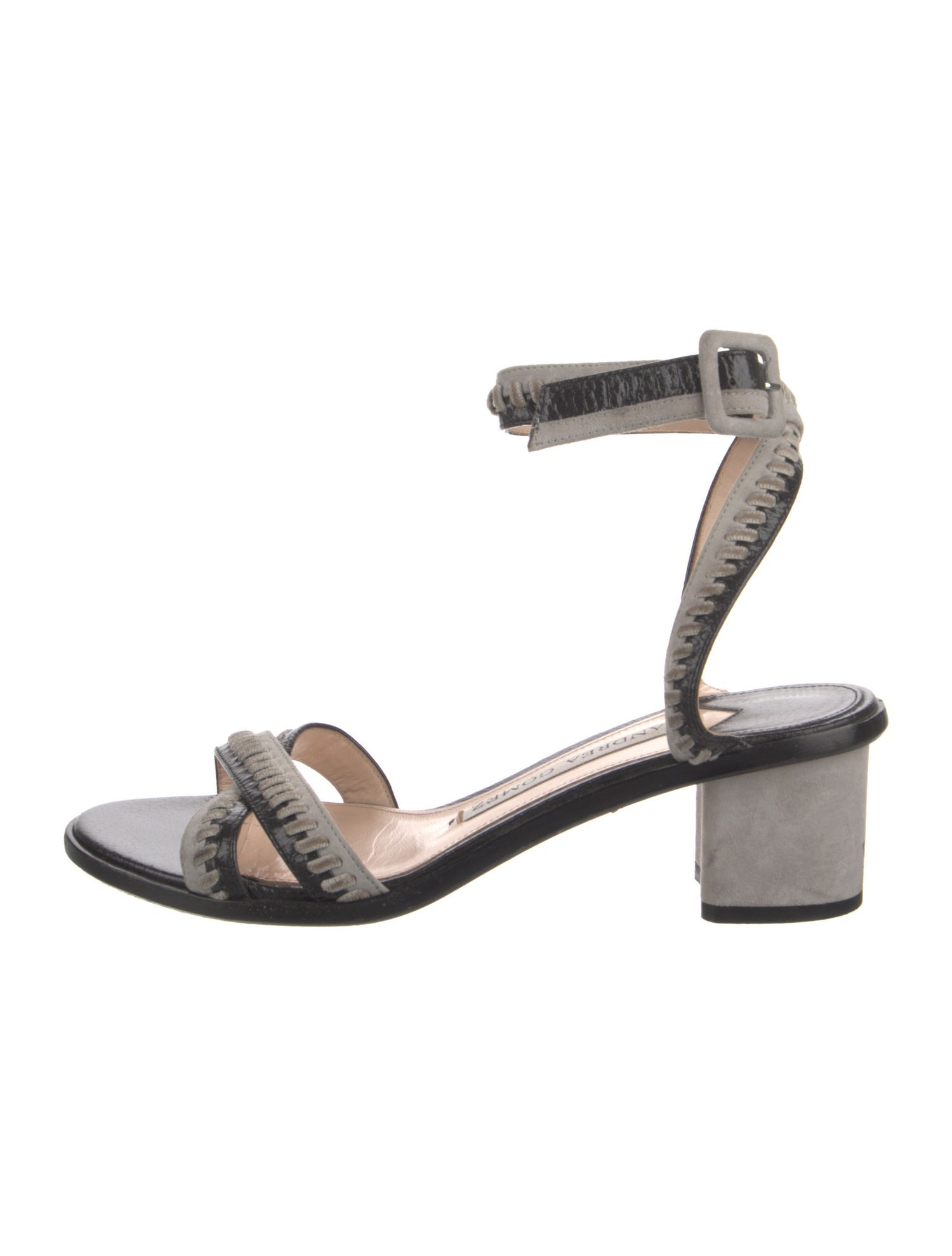 Andrea Gomez Leather Colorblock Pattern Sandals