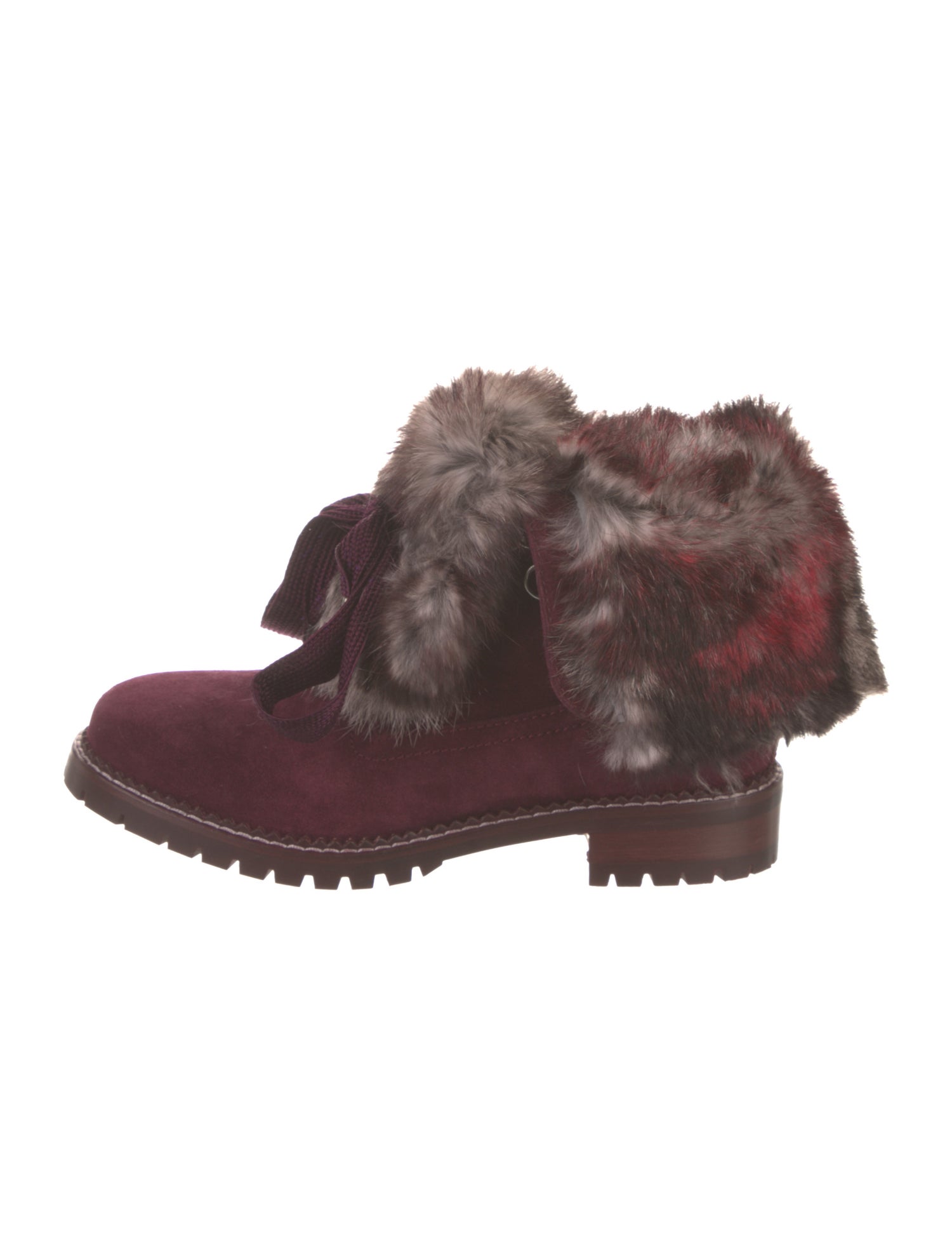 Andrea Gomez Suede Fur Trim Lace-Up Boots w/ Tags