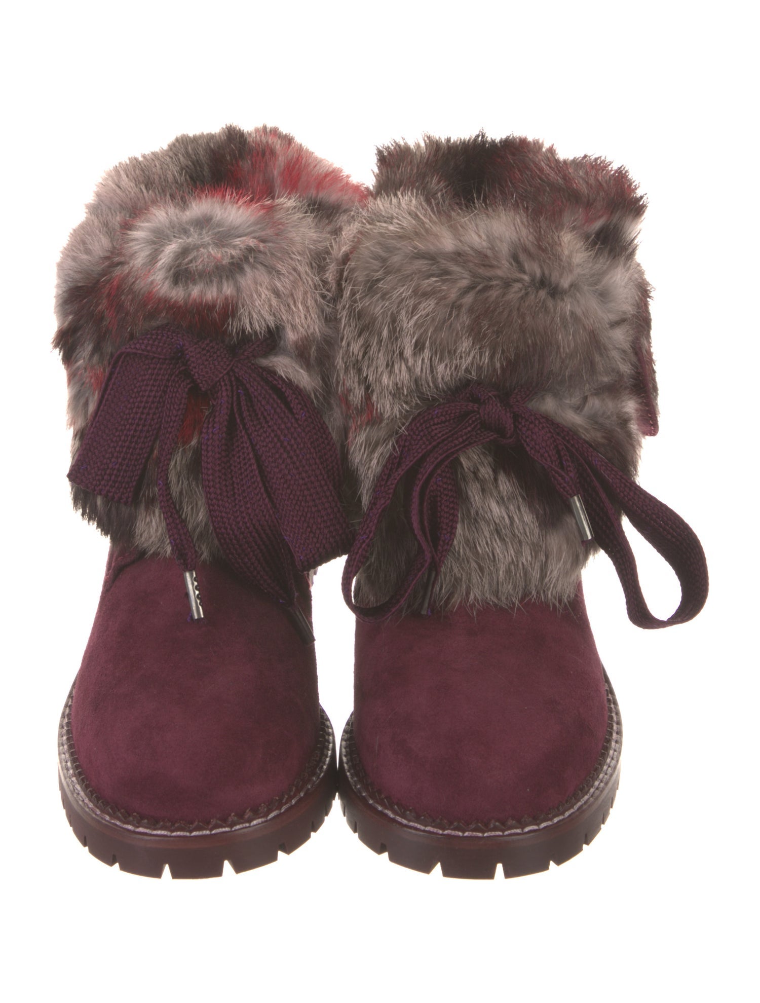 Andrea Gomez Suede Fur Trim Lace-Up Boots w/ Tags