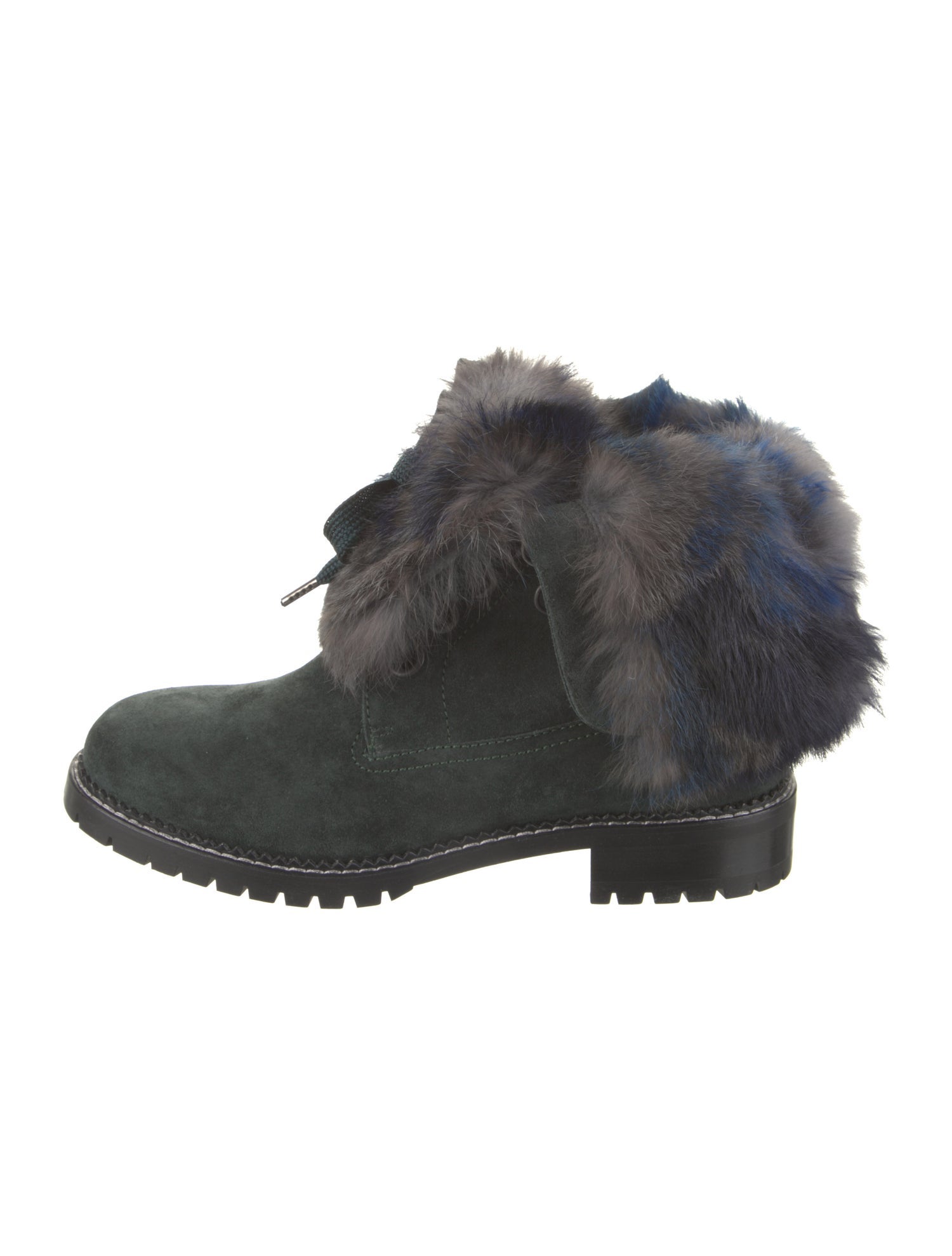 Andrea Gomez Suede Faux Fur Trim Boots