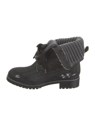 Andrea Gomez Denim Distressed Accents Boots