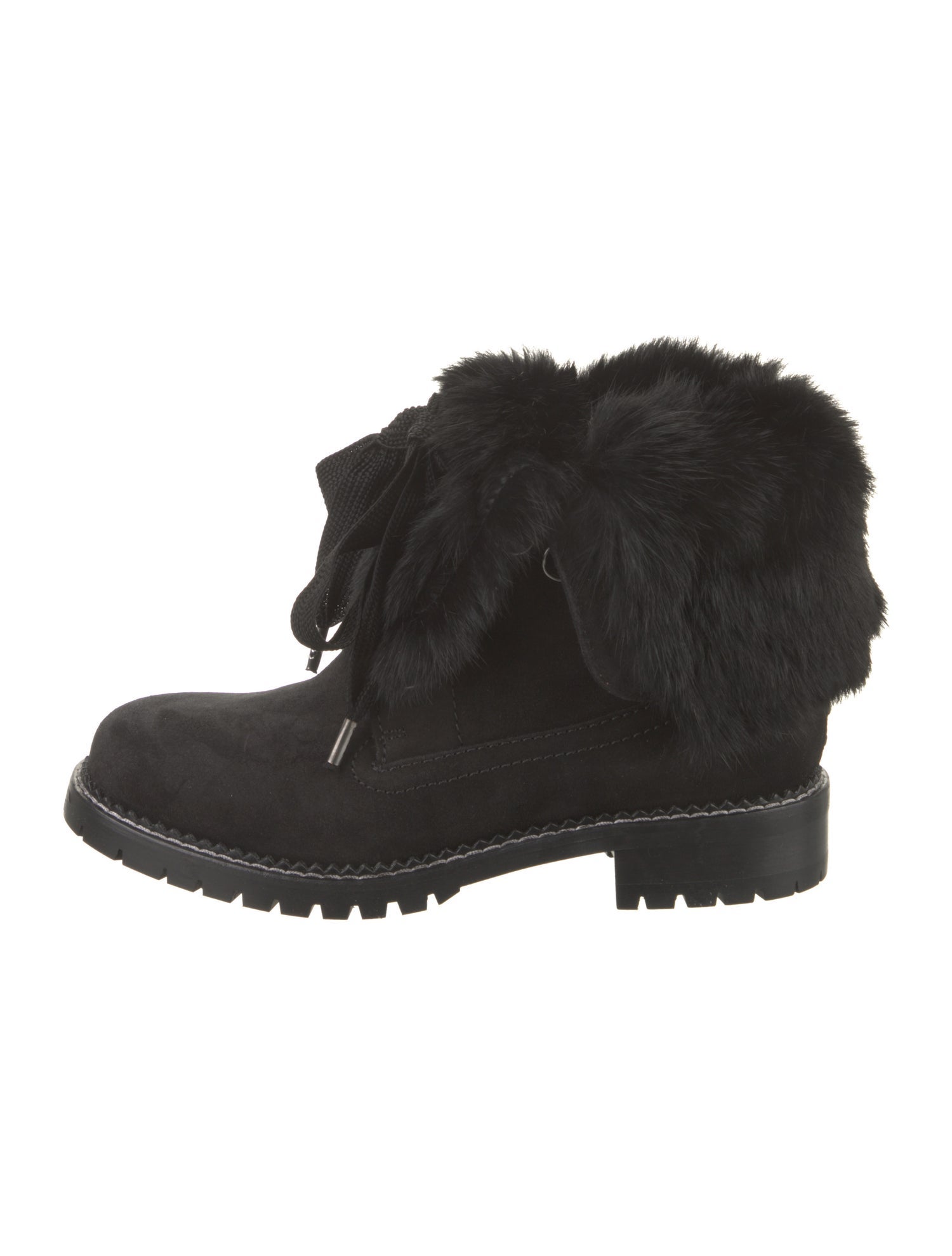 Andrea Gomez Leather Fur Trim Boots