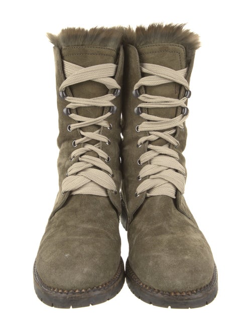 Andrea Gomez Suede Fur Trim Combat Boots