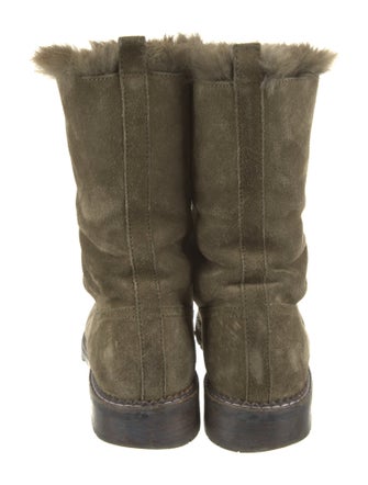 Andrea Gomez Suede Fur Trim Combat Boots