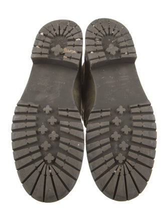 Andrea Gomez Suede Fur Trim Combat Boots