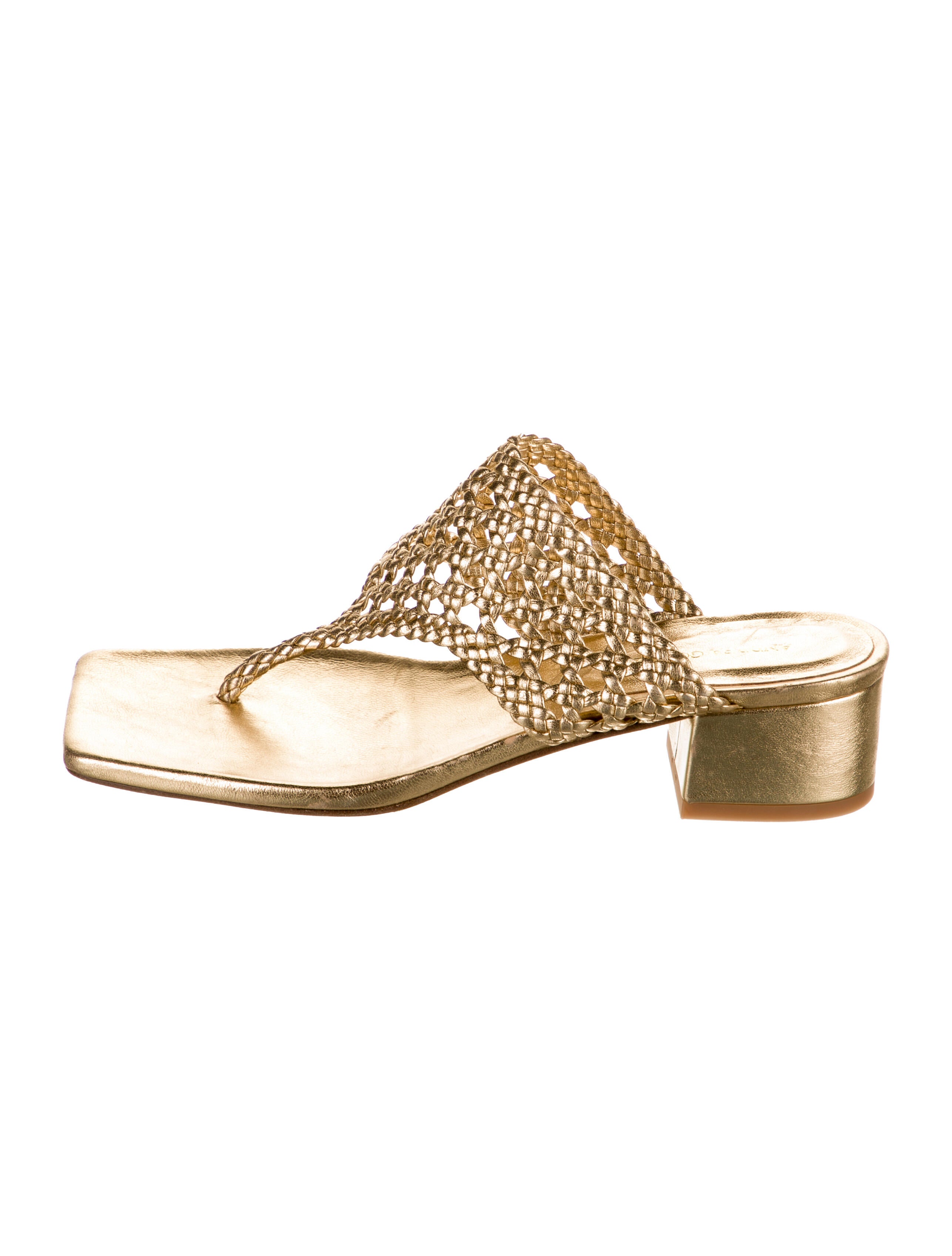 Andrea Gomez Leather Braided Accents Slides