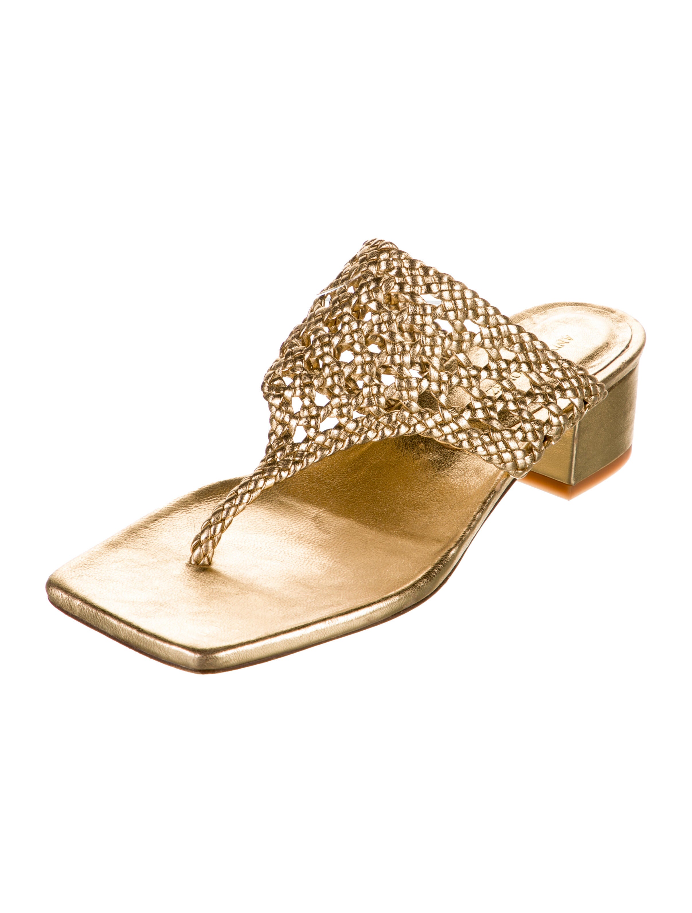 Andrea Gomez Leather Braided Accents Slides