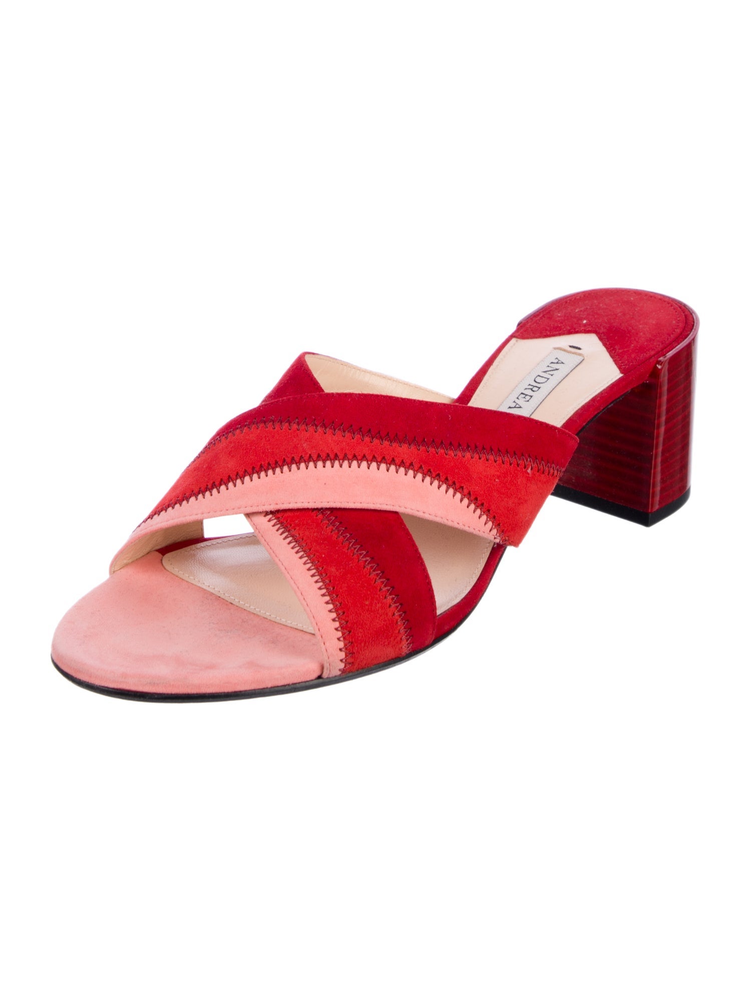 Andrea Gomez Suede Colorblock Pattern Slides