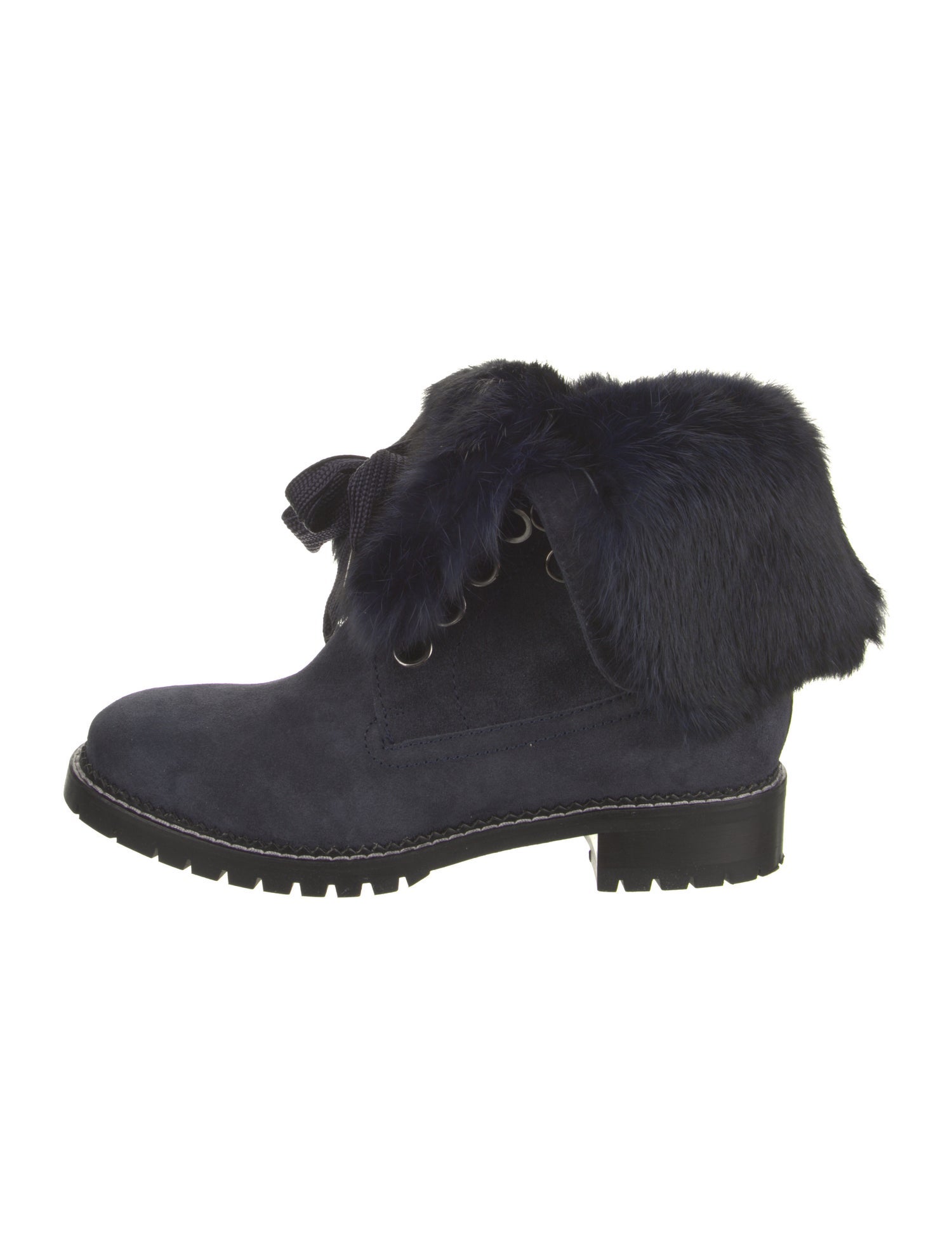 Andrea Gomez Suede Fur Trim Lace-Up Boots