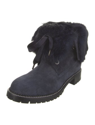 Andrea Gomez Suede Fur Trim Lace-Up Boots