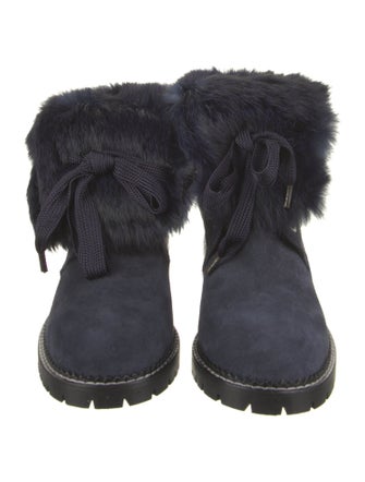 Andrea Gomez Suede Fur Trim Lace-Up Boots