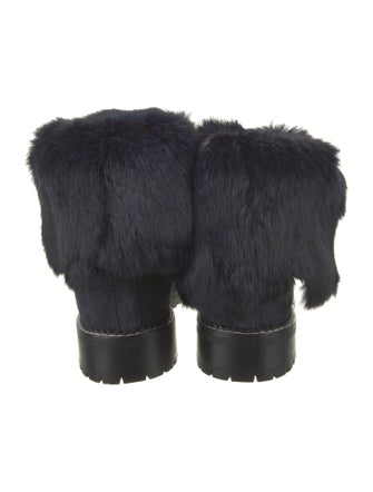 Andrea Gomez Suede Fur Trim Lace-Up Boots