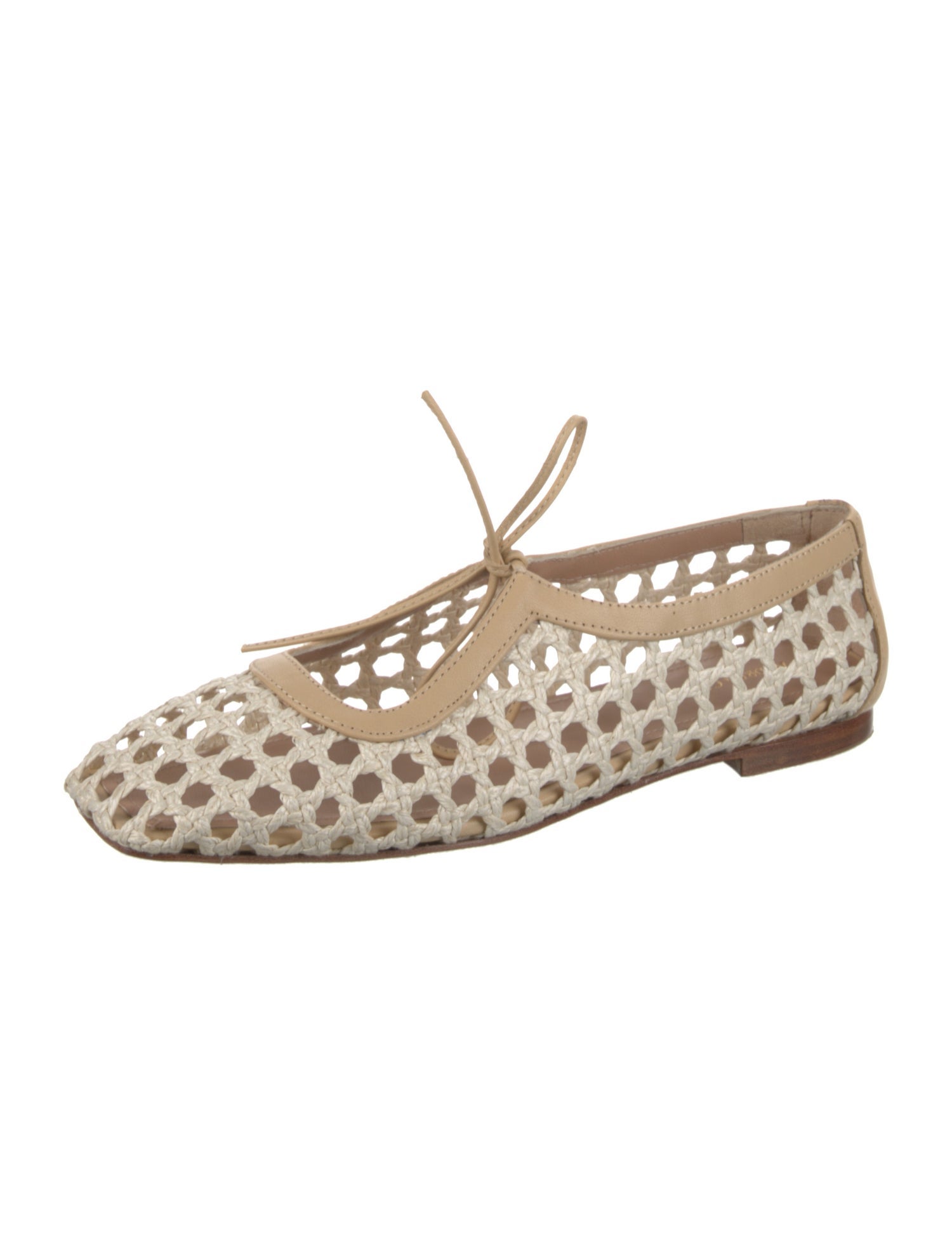 Andrea Gomez Raffia Cutout Accent Flats