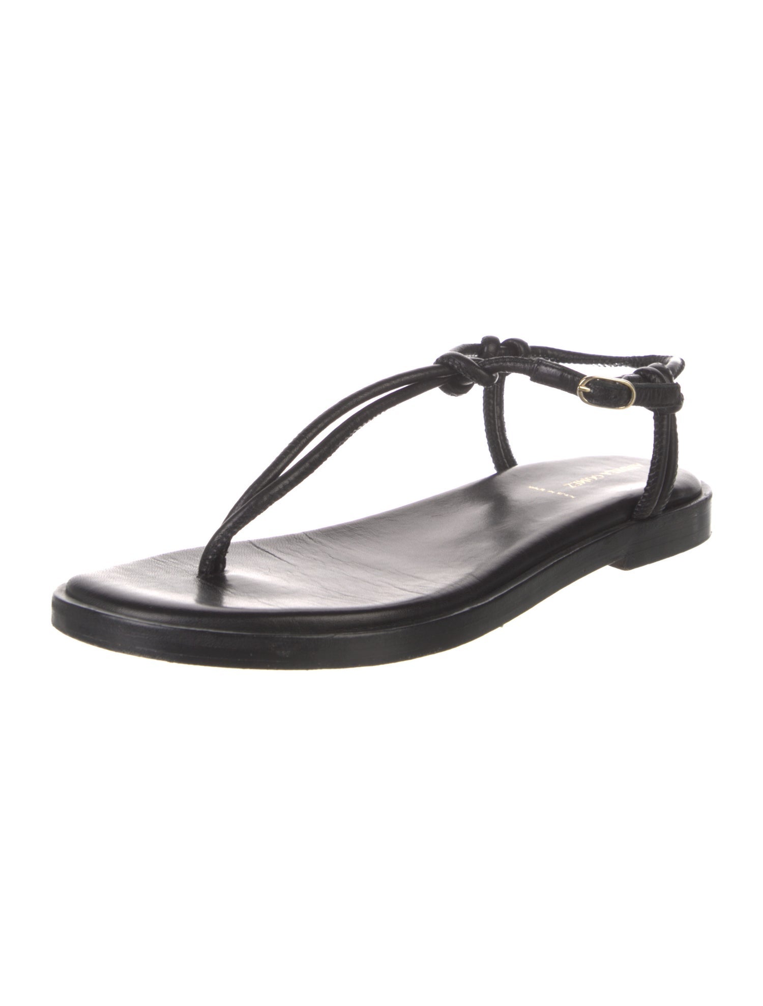 Andrea Gomez Leather T-Strap Sandals