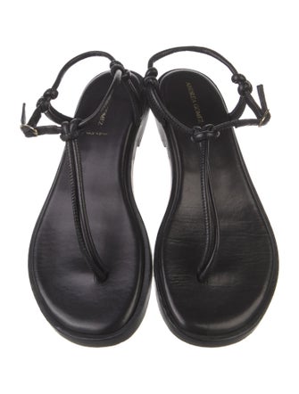 Andrea Gomez Leather T-Strap Sandals