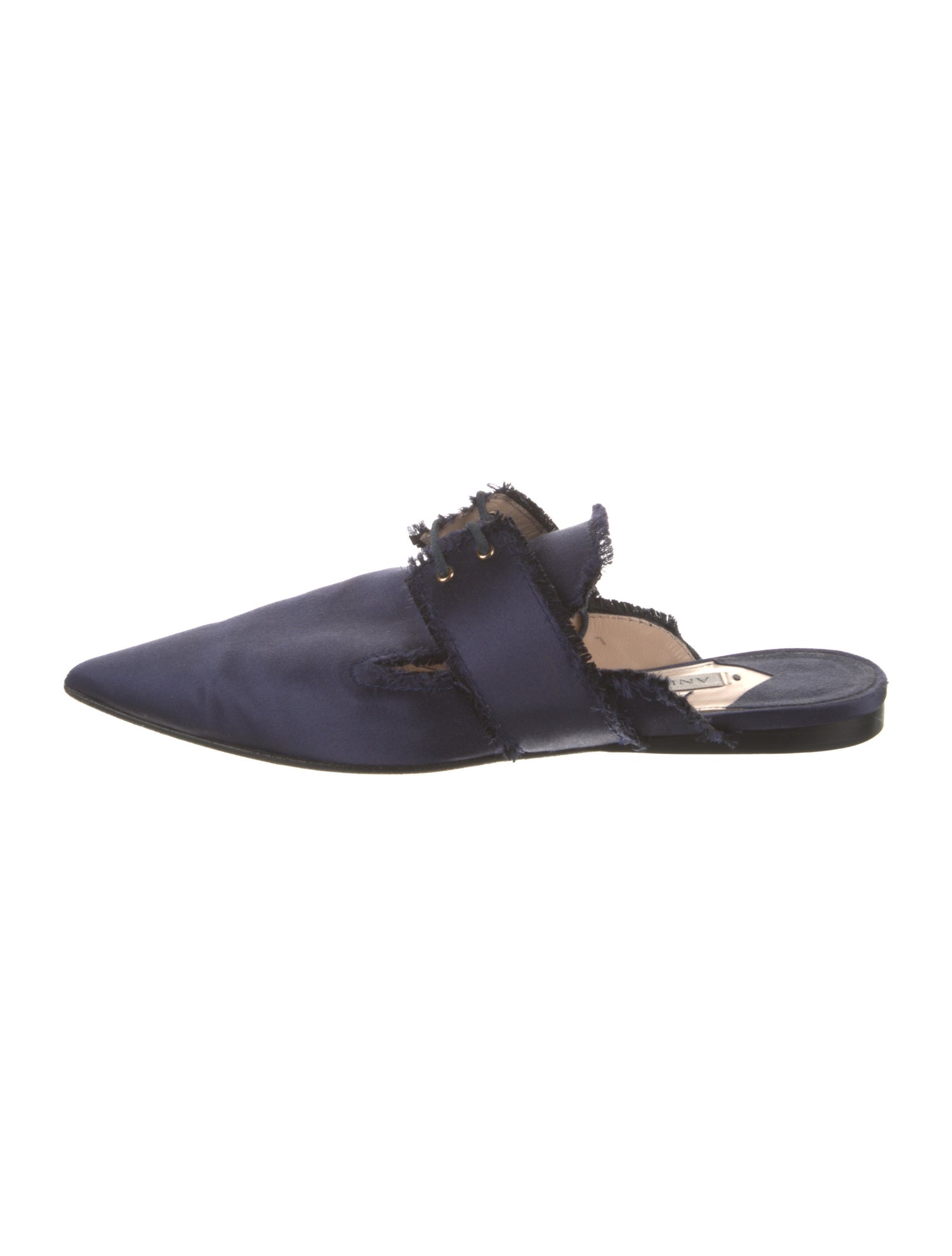 Andrea Gomez Satin Raw-Edge Trim Mules