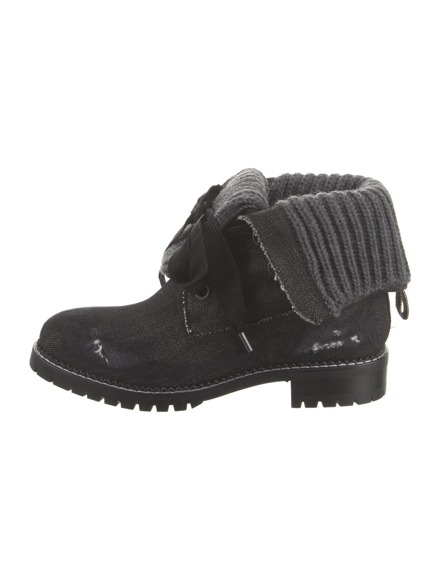 Andrea Gomez Denim Printed Lace-Up Boots