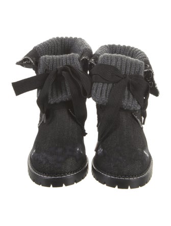 Andrea Gomez Denim Printed Lace-Up Boots