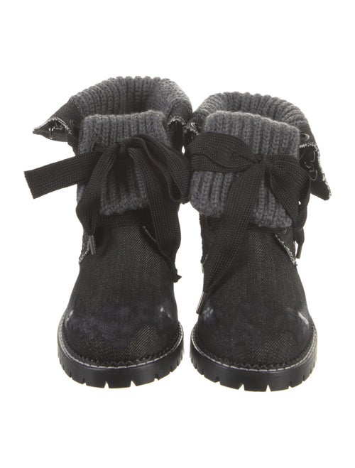 Andrea Gomez Denim Printed Lace-Up Boots