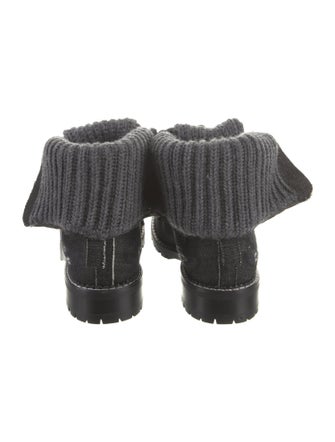 Andrea Gomez Denim Printed Lace-Up Boots