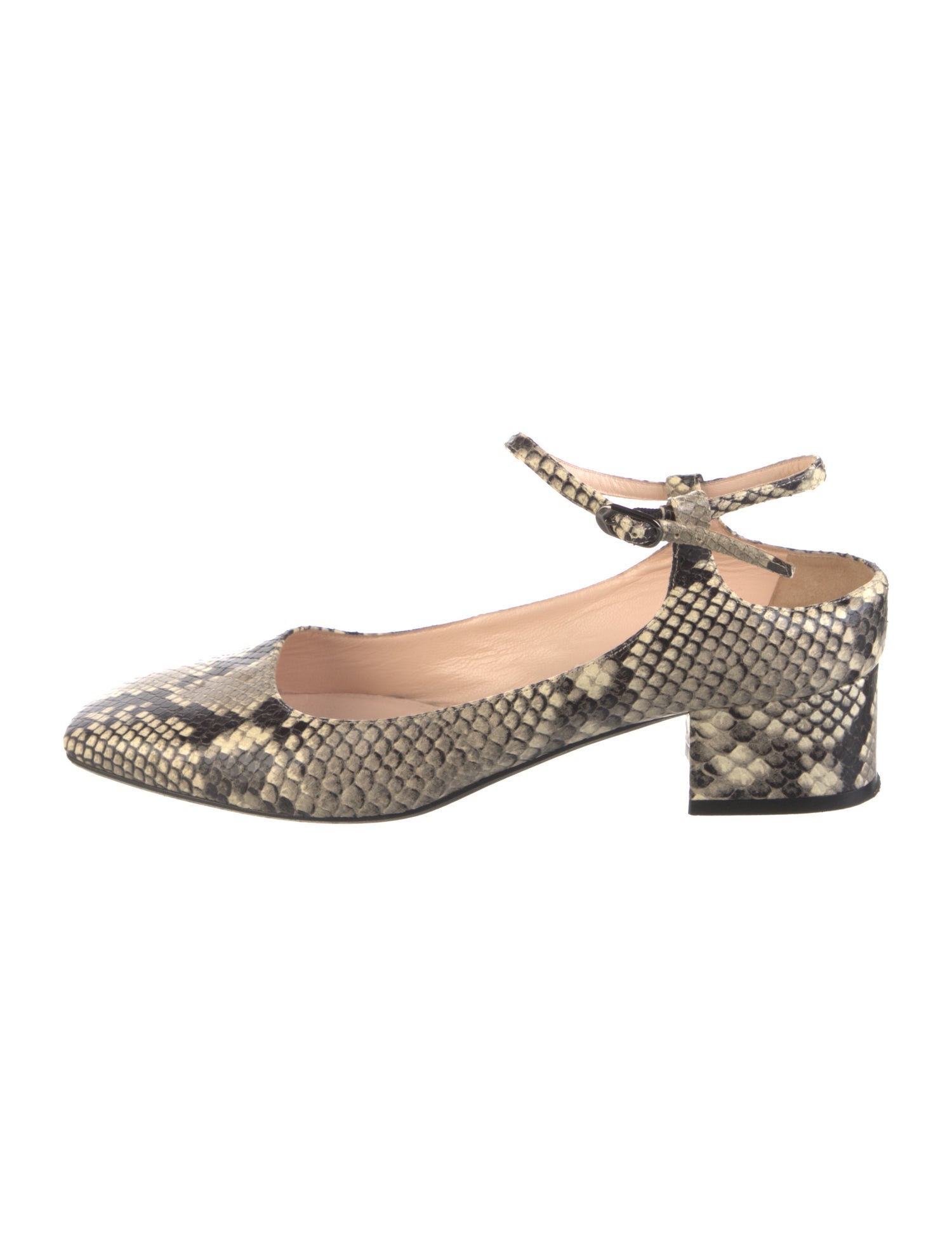 Andrea Gomez Embossed Leather Animal Print Slingback Pumps