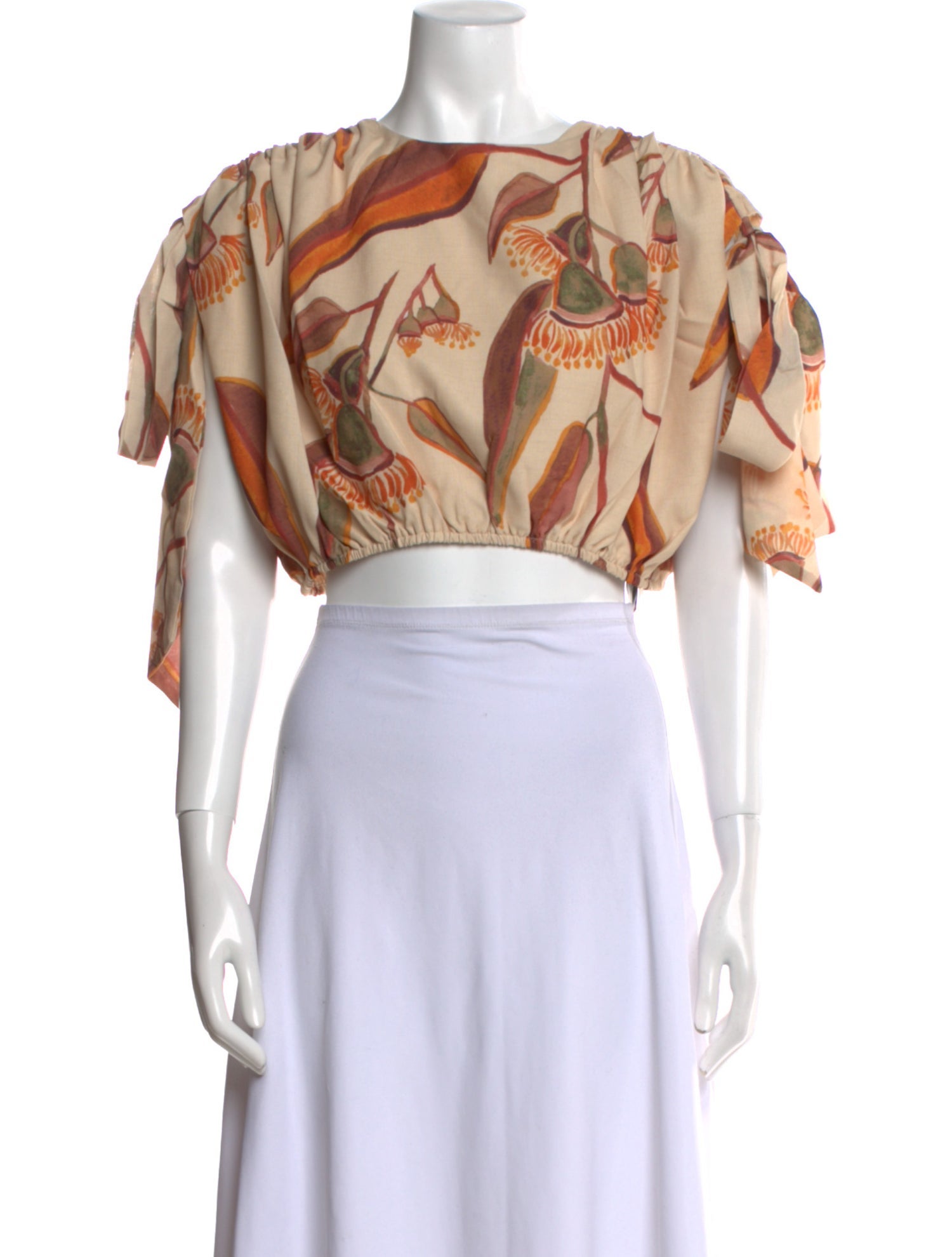 Andrea Iyamah Printed Crew Neck Crop Top w/ Tags
