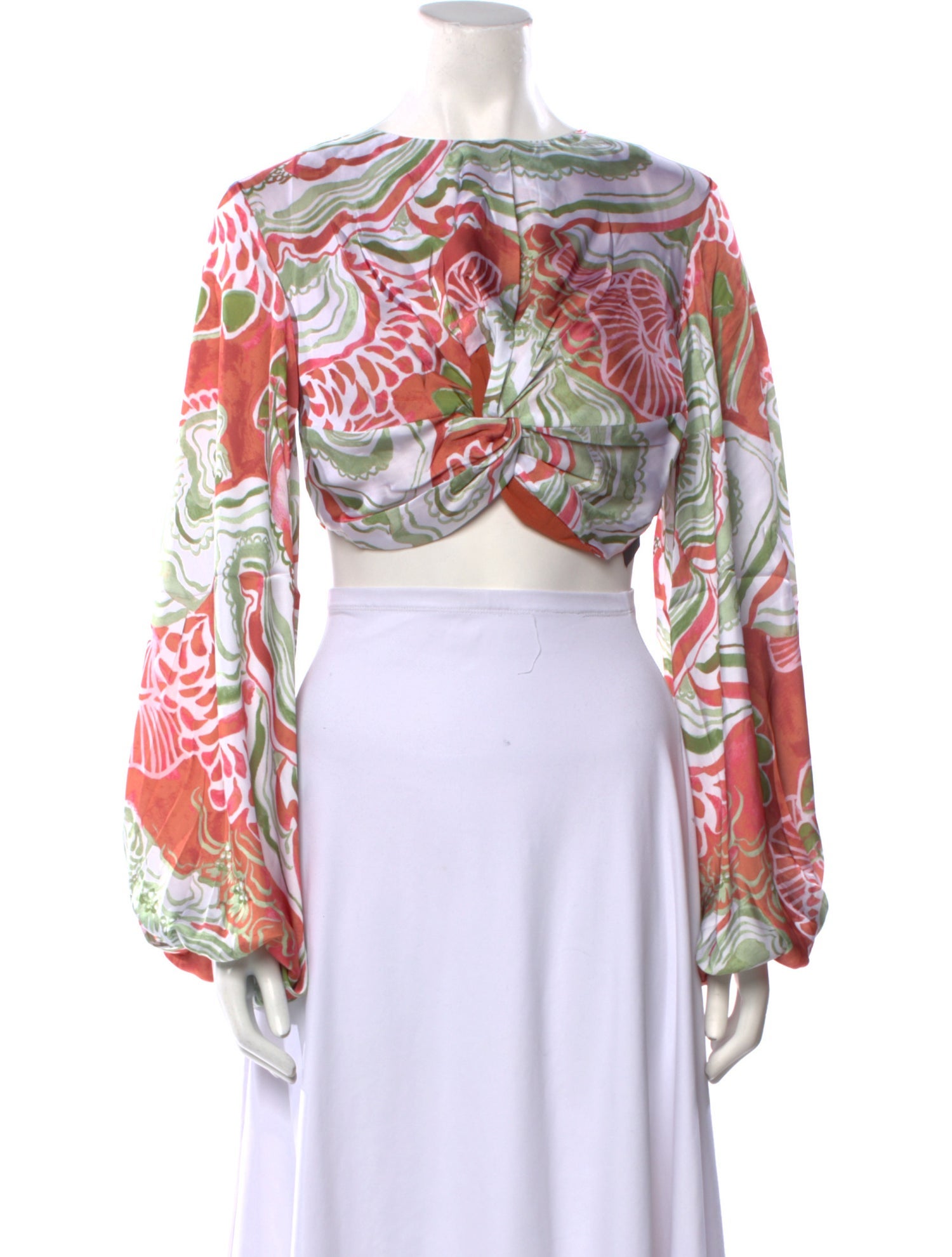 Andrea Iyamah Printed Bateau Neckline Crop Top w/ Tags